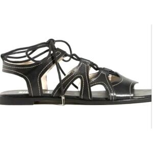 Anthropologie Silent D Gladiator Sandals 6.5 (37) black leather New Square toe